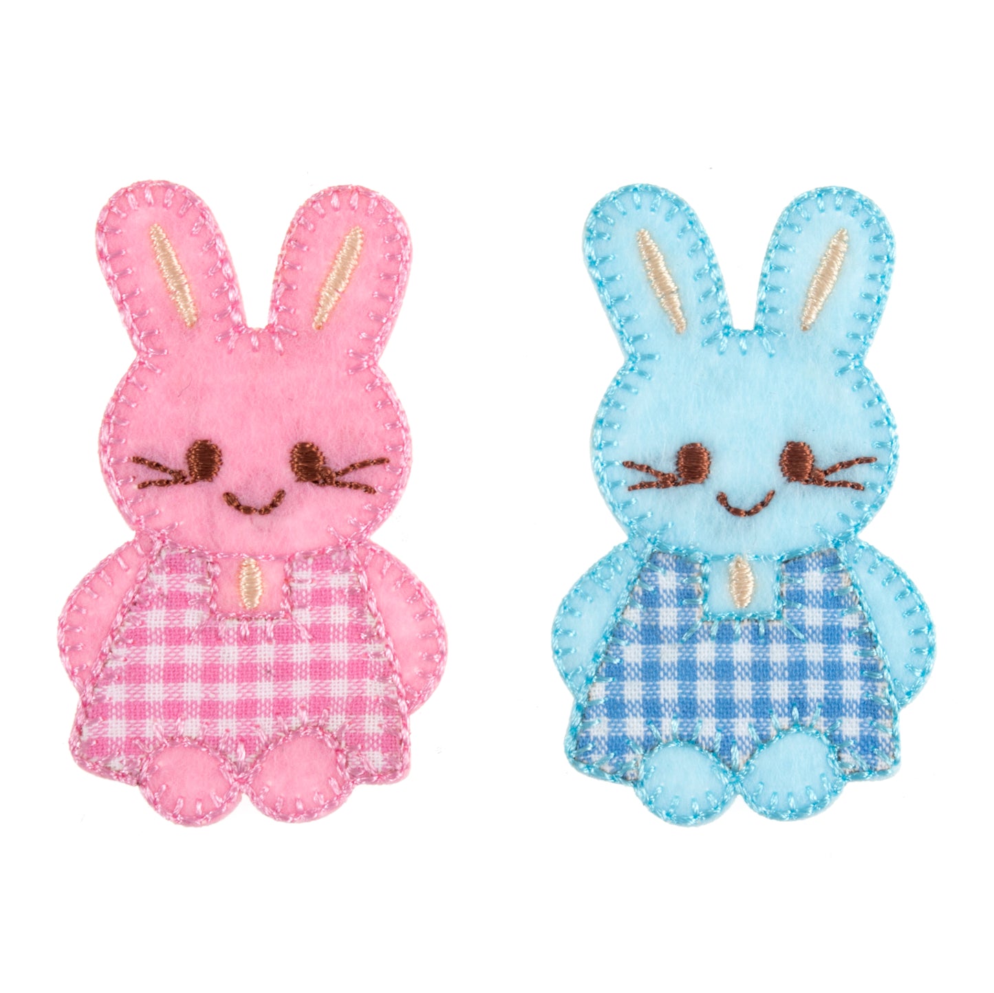Trimits Pink and Blue Checked Bunnies Iron-on/Sew-on Motif