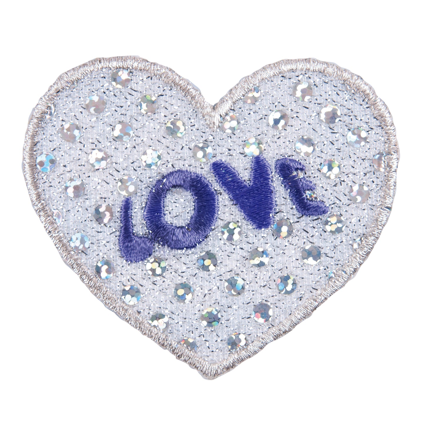 Trimits Sequined Silver Love Heart Iron-on/Sew-on Motif