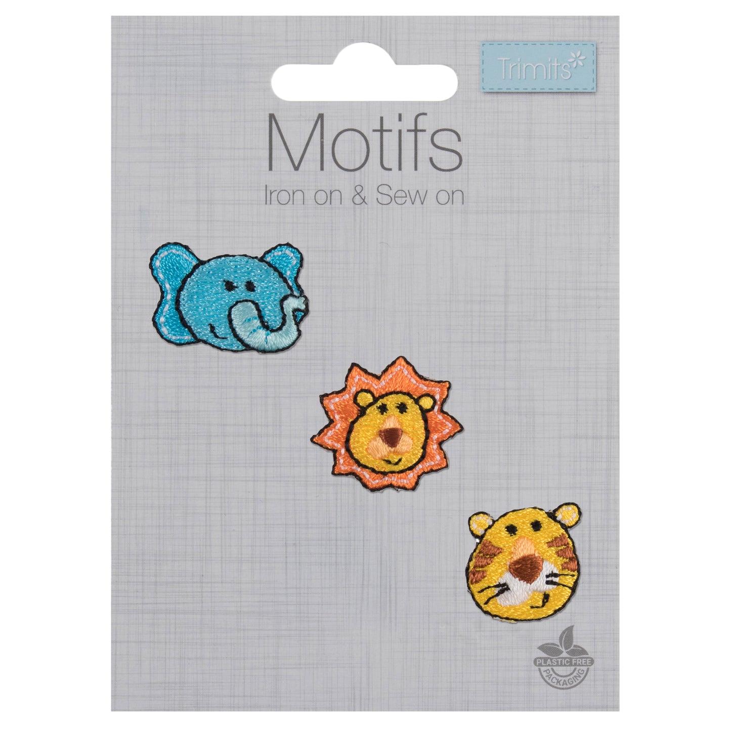 Trimits Tiger, Lion and Elephant Iron-on/Sew-on Motif