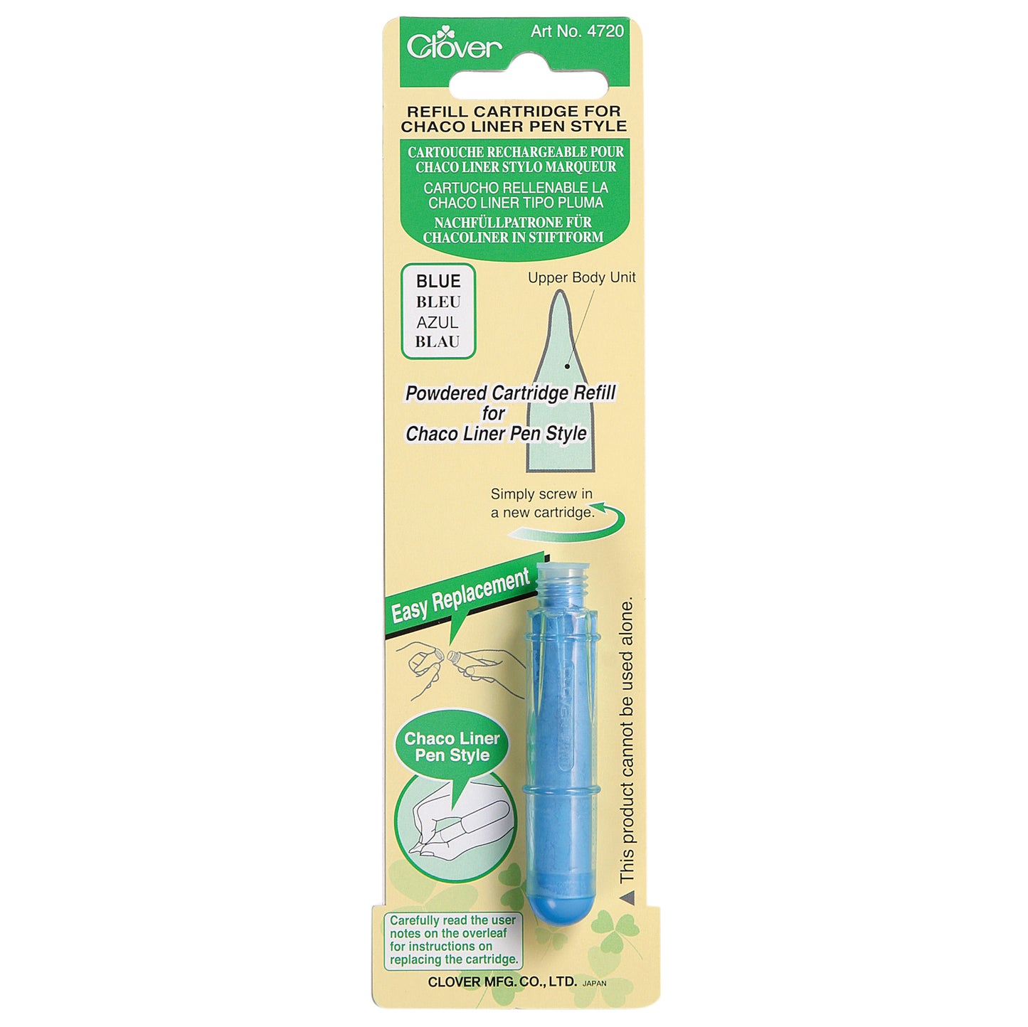 Clover Chaco Liner Pen Refill Cartridge: Blue