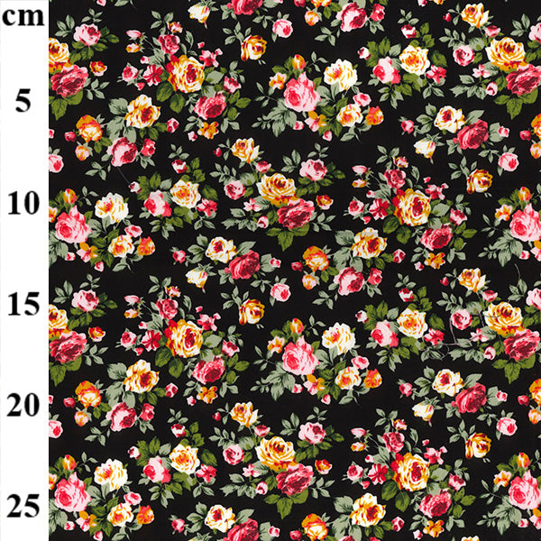 Small Floral Cotton Poplin Print: Black (110cm wide)