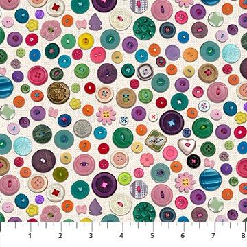 I've Got A Notion by Shelley Davies for Northcott Fabrics: Buttons - White (DP24541-10)