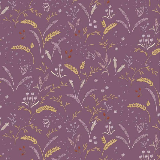 Meadowside by Cassandra Connolly for Lewis and Irene: Grassfield Gathering on Mauve Taupe (CC8.3)