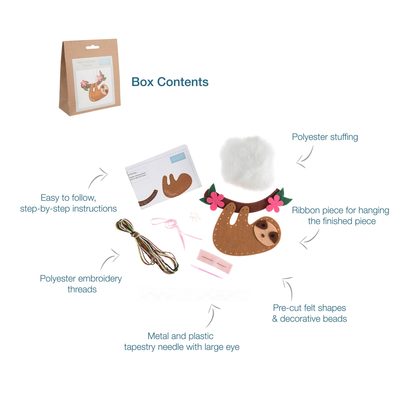 Trimits Make Your Own Sloth Felt Decoration Kit