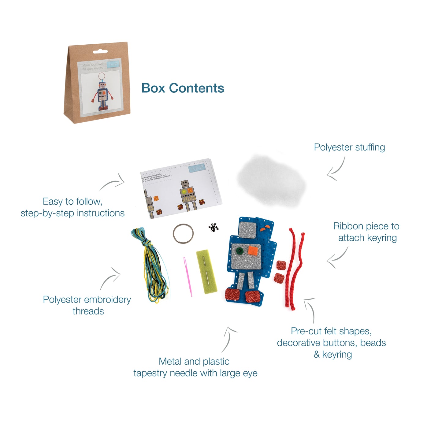 Trimits Make Your Own Felt Robot Key Ring Kit