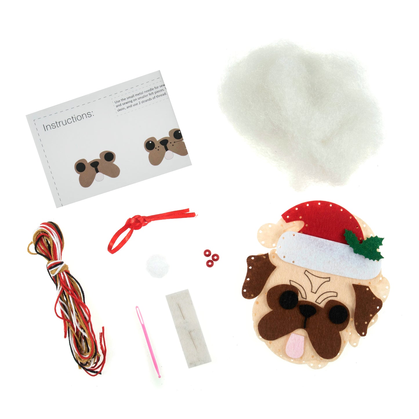 Trimits Make Your Own Pug in Santa Hat Felt Decoration Kit