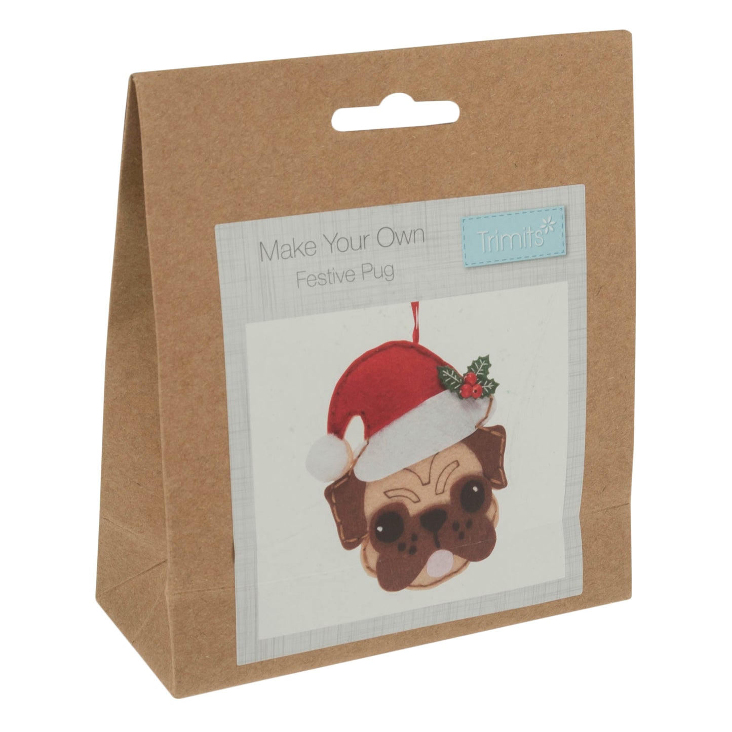 Trimits Make Your Own Pug in Santa Hat Felt Decoration Kit