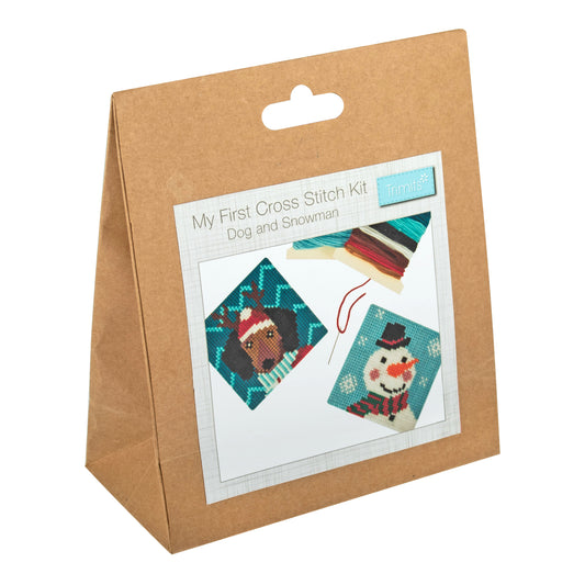 Cross Stitch Kit: My First: Christmas Dog and Snowman