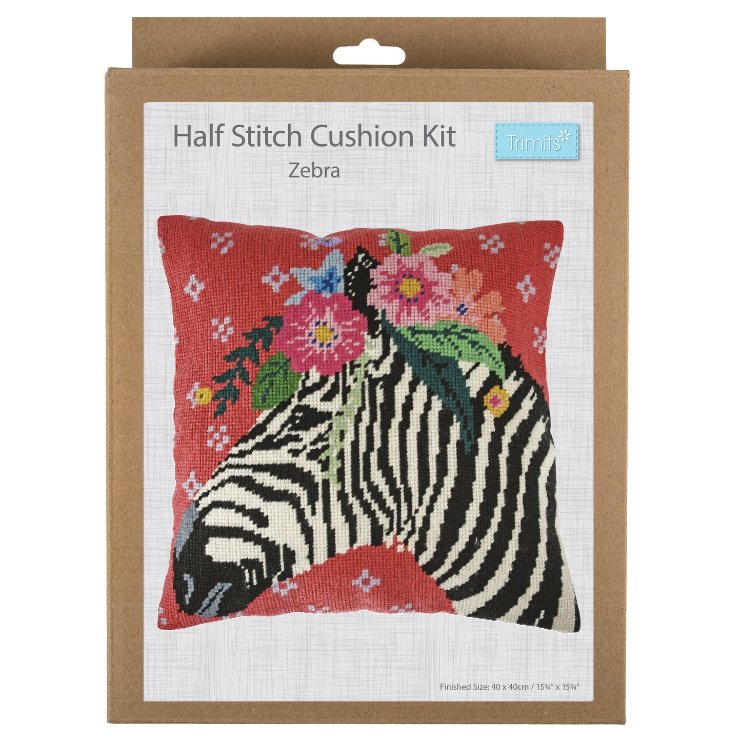 Trimits Tapestry/Half Stitch Cushion Kit: Zebra