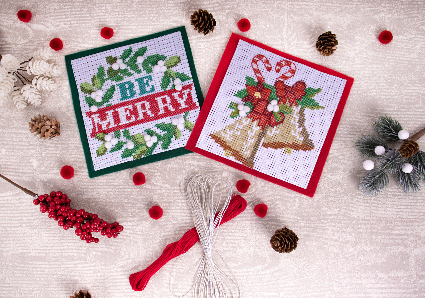Trimits Cross Stitch Kit: Christmas Be Merry Wreath