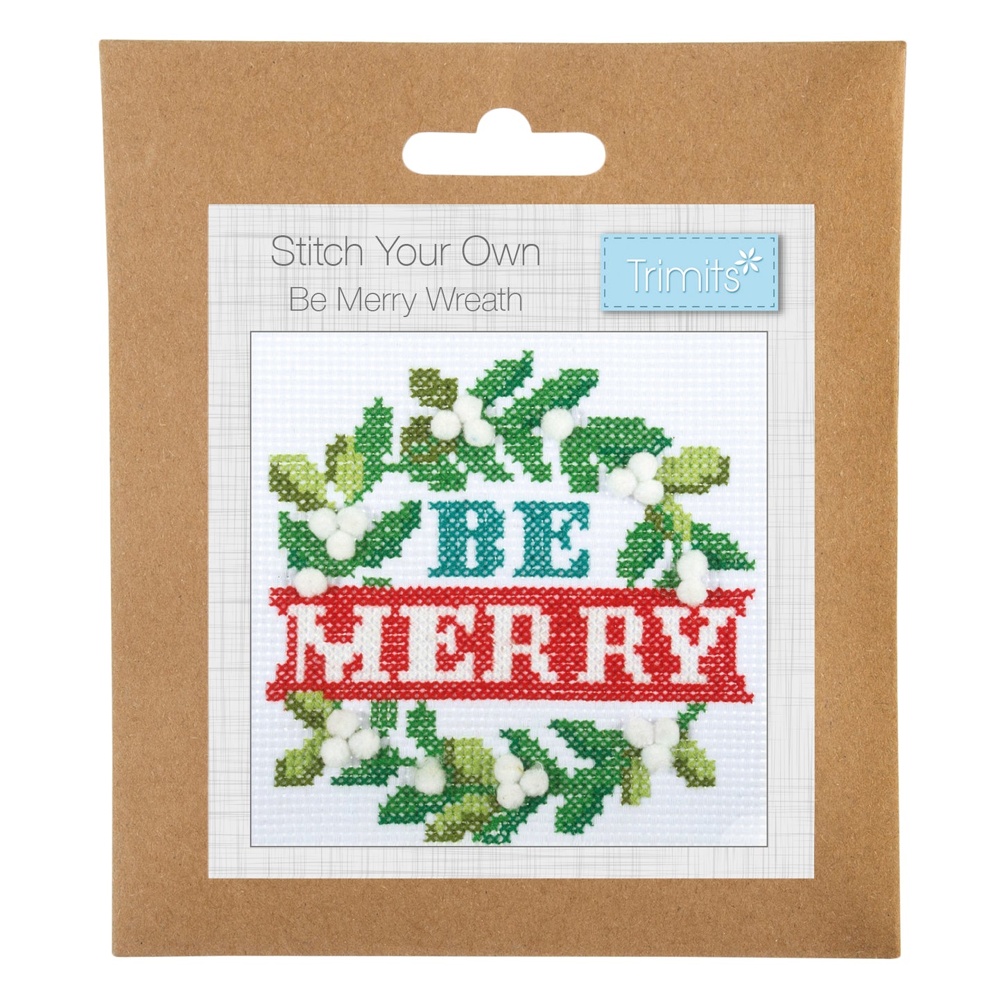 Trimits Cross Stitch Kit: Christmas Be Merry Wreath