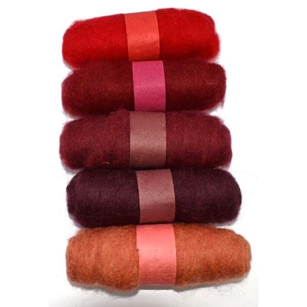 Habico Felting Fibre Wool: Reds