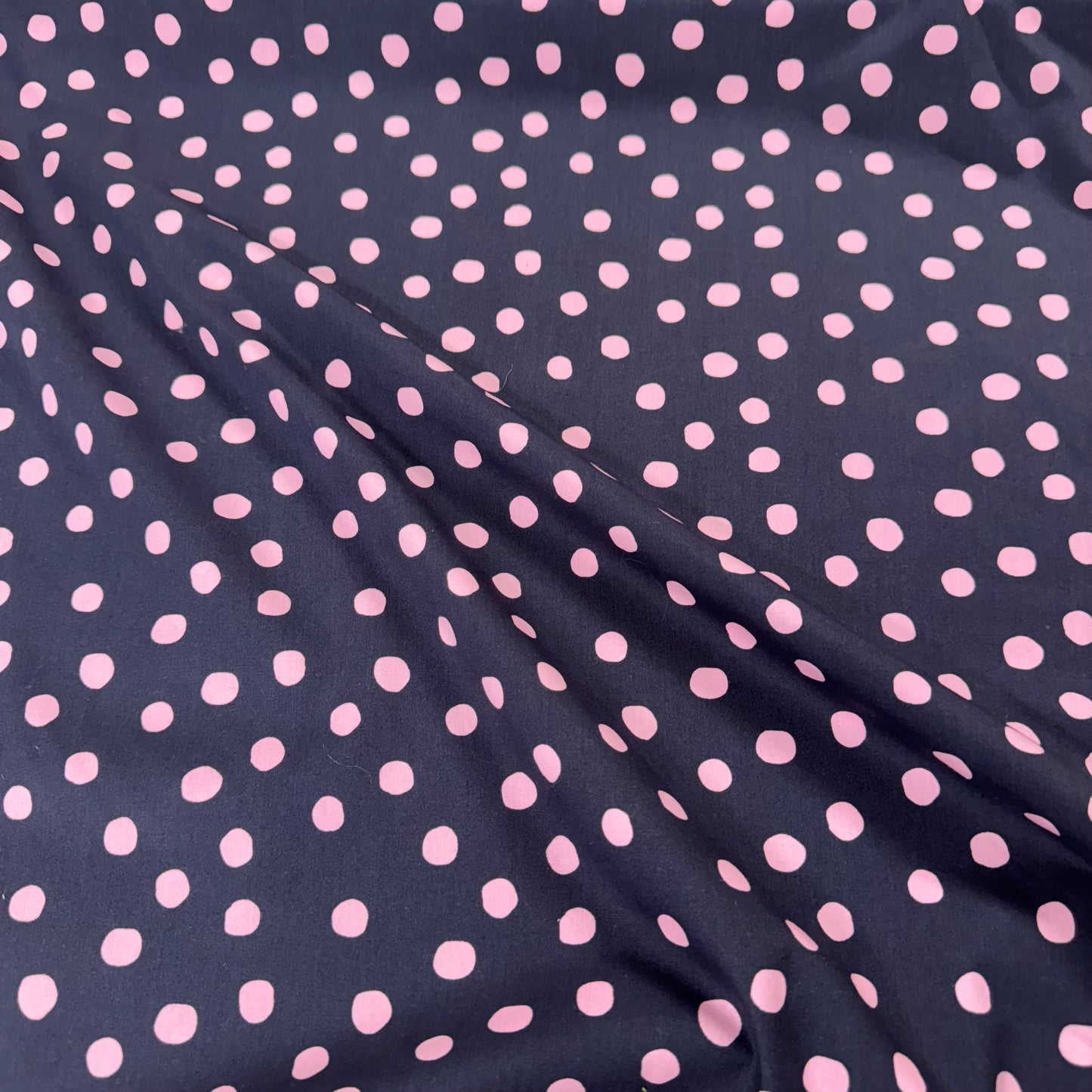 Navy/Pink Spot 100% Cotton Poplin (150cm)