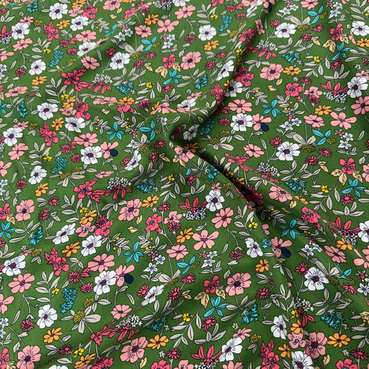 Green Floral Print 100% Viscose
