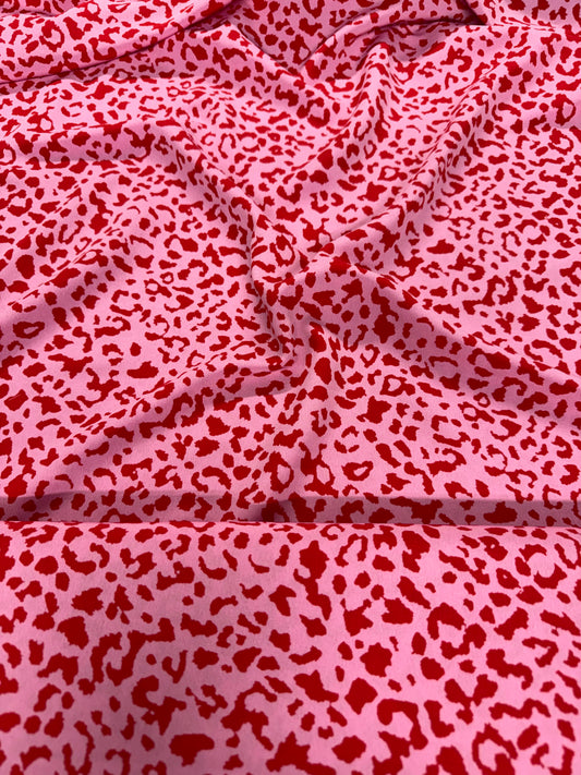 Red/Pink Leopard Print 100% Polyester