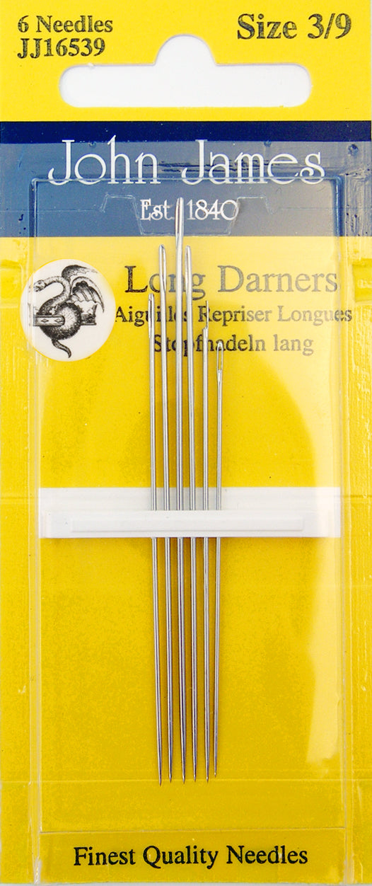 John James Long Darners Hand Sewing Needles - sizes 3-9 (JJ16539)