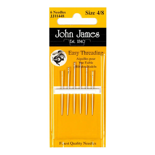 John James Easy Threading/Callyx Eye Hand Sewing Needles - sizes 4-8 (JJ11448)