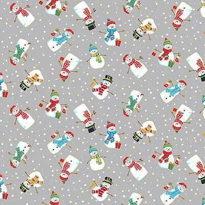 Merry Christmas by Makower: Snowmen - Light Grey (2483-S2)