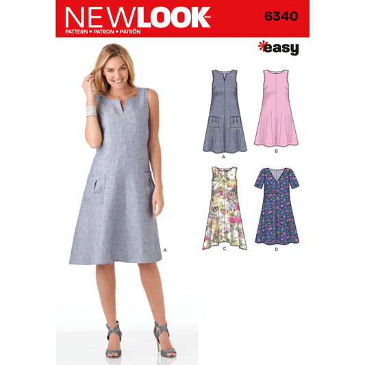 New Look Sewing Pattern 6340: Misses' Easy to Sew Dresses