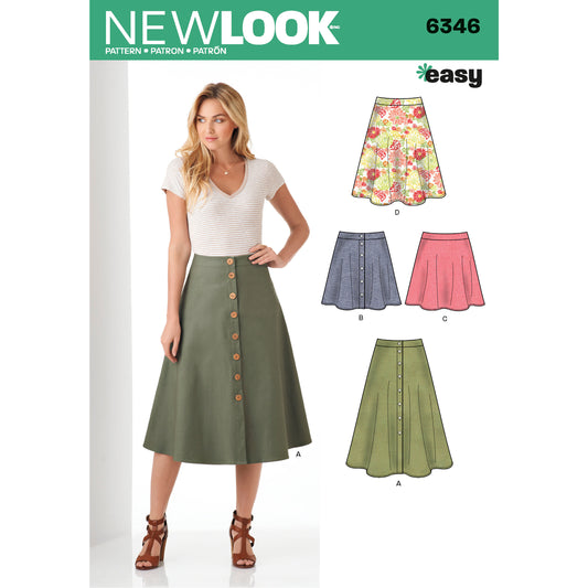 New Look Sewing Pattern 6346: Misses' Easy to Sew Skirts in Three Lengths