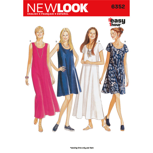 New Look Sewing Pattern 6352: Misses' Easy to Sew Dresses