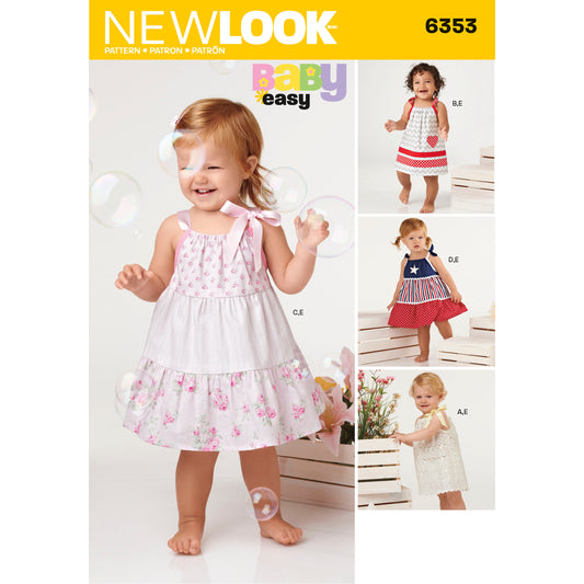 New Look Sewing Pattern 6353: Babies' Easy to Sew Dresses