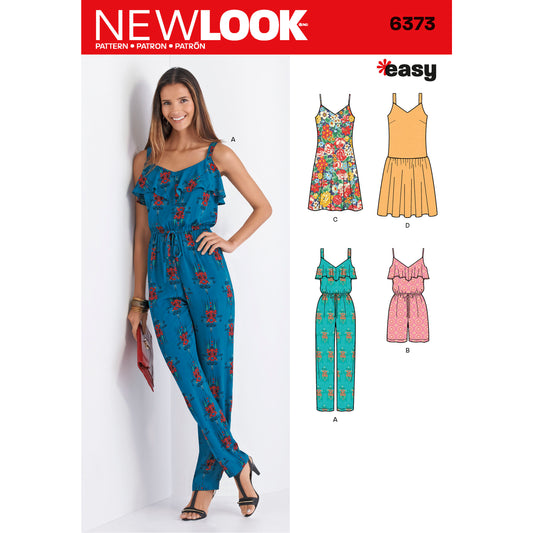 New Look Sewing Pattern 6373: Misses' Easy to Sew Jumpsuit or Romper and Dresses