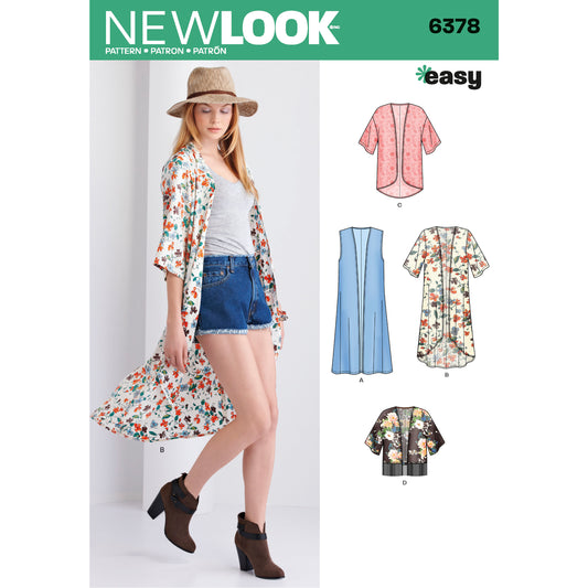 New Look Sewing Pattern 6378: Misses' Easy to Sew Kimonos with Length Variations