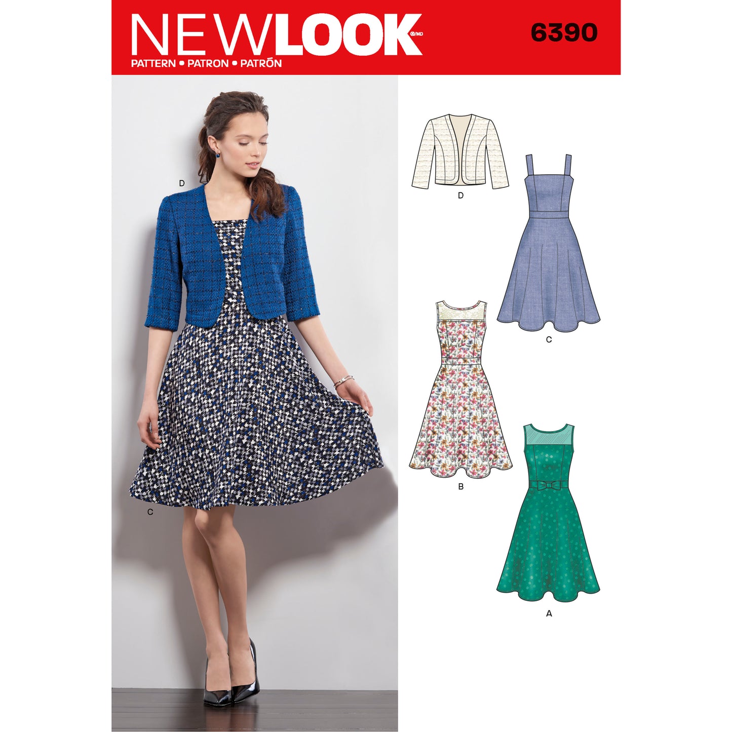 New Look Sewing Pattern 6390: Misses' Dresses with Full Skirt and Bolero