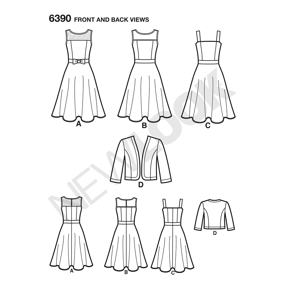 New Look Sewing Pattern 6390: Misses' Dresses with Full Skirt and Bolero