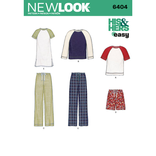 New Look Sewing Pattern 6404: Misses'/Men's Easy to Sew Separates