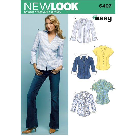 New Look Sewing Pattern 6407: Misses' Easy to Sew Tops