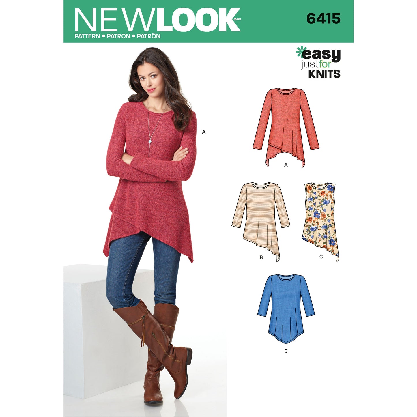 New Look Sewing Pattern 6415: Misses' Easy to Sew Knit Tunics