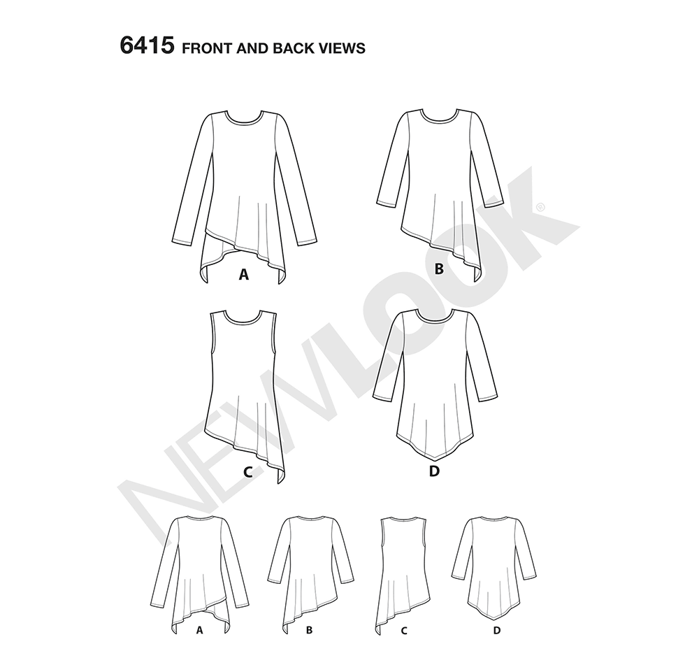 New Look Sewing Pattern 6415: Misses' Easy to Sew Knit Tunics