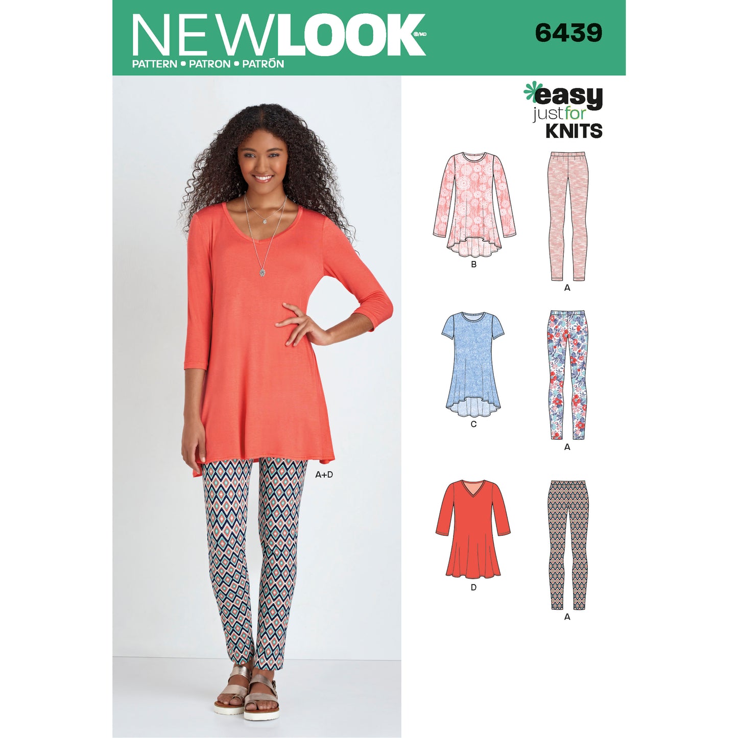 New Look Sewing Pattern 6439: Misses' Easy to Sew Knit Tunics with Leggings