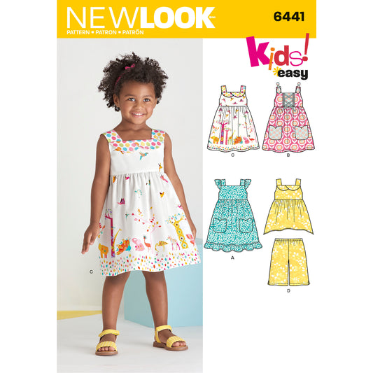 New Look Sewing Pattern 6441: Toddlers' Easy to Sew Dresses, Top and Cropped Trousers