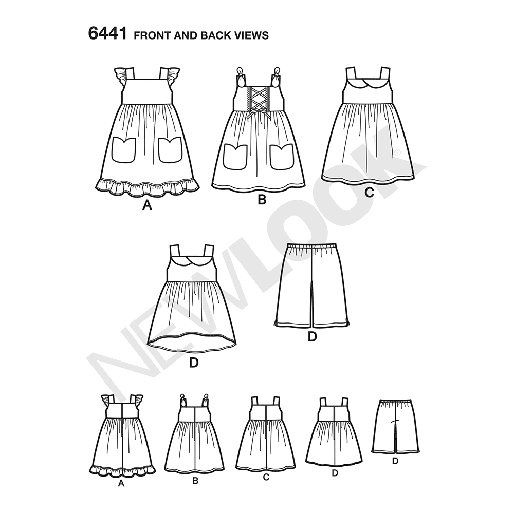 New Look Sewing Pattern 6441: Toddlers' Easy to Sew Dresses, Top and Cropped Trousers