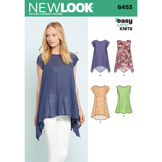 New Look Sewing Pattern 6453: Misses' Easy to Sew Knit Tops