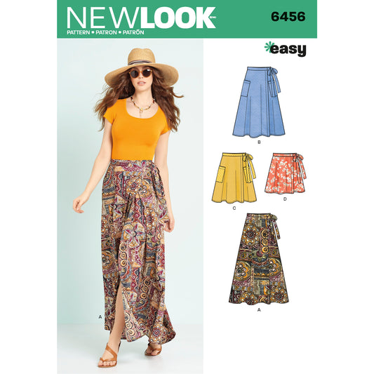 New Look Sewing Pattern 6456: Misses' Easy to Sew Wrap Skirts in Four Lengths