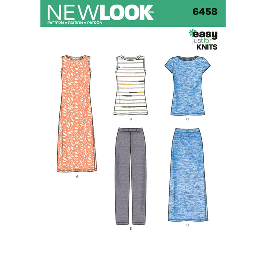 New Look Sewing Pattern 6458: Misses' Easy to Sew Knit Separates