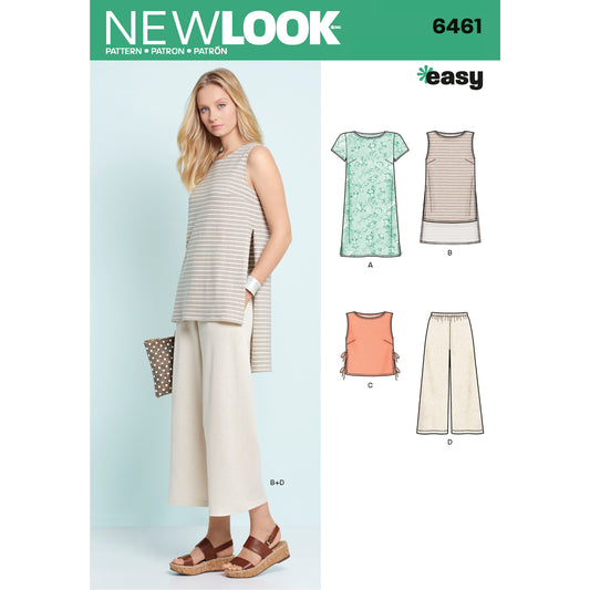 New Look Sewing Pattern 6461: Misses' Easy to Sew Dress, Tunic, Top and Cropped Trousers