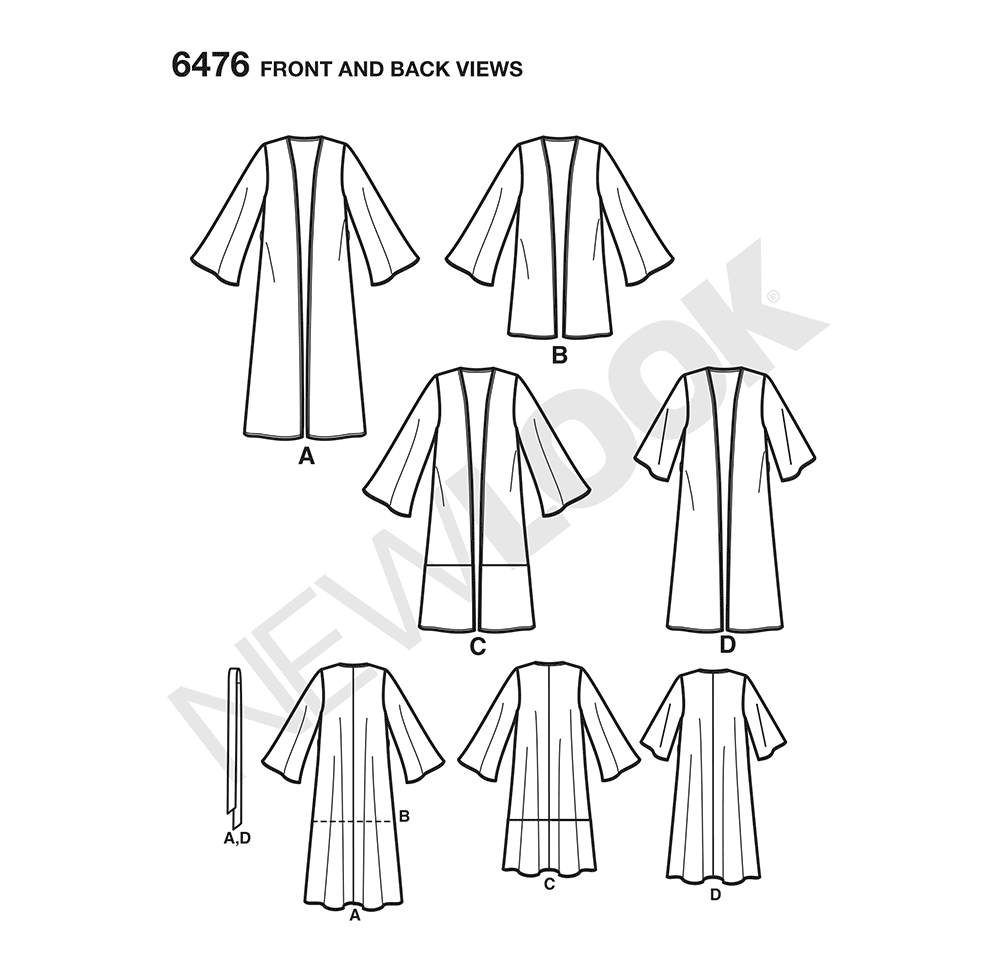 New Look Sewing Pattern 6476: Misses' Easy to Sew Kimono with Length and Sleeve Variation