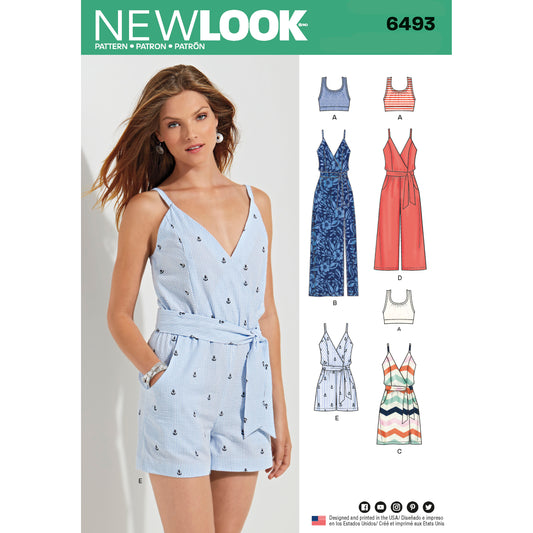 New Look Sewing Pattern 6493: Misses' Jumpsuit and Dress in Two Lengths with Bralette