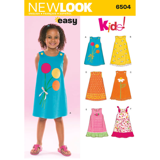 New Look Sewing Pattern 6504: Children's Easy to Sew Dresses