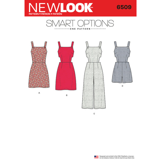 New Look Sewing Pattern 6509: Women's Jumper, Romper and Dress with Bodice Variations