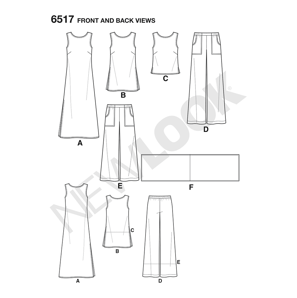 New Look Sewing Pattern 6517: Women's Easy to Sew Dress, Tunic, Top, Trousers and Scarf