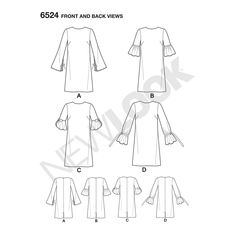 New Look Sewing Pattern 6524: Women's Dress with Sleeve Variations