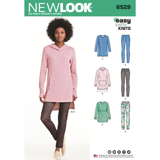 New Look Sewing Pattern 6529: Women's Easy to Sew Knit Tunics and Leggings