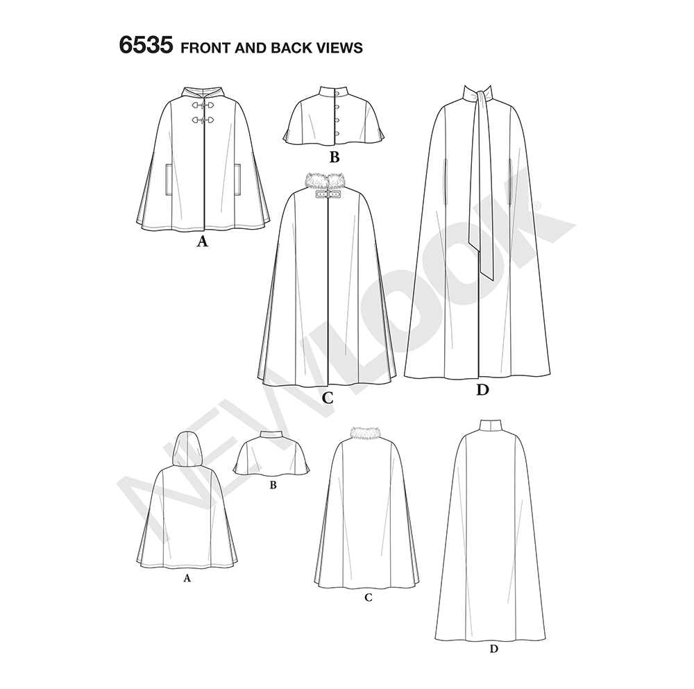 New Look Sewing Pattern 6535: Women's Capes in Four Lengths