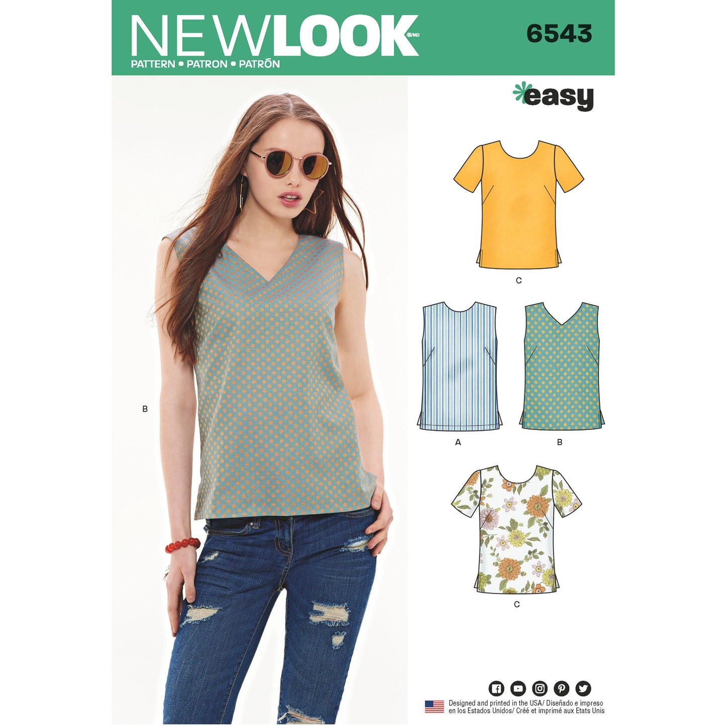 New Look Sewing Pattern 6543: Misses' Easy to Sew Tops